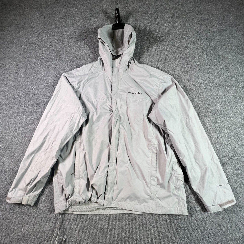 Columbia Watertight II Rain Jacket Mens XL Gray Full Zip Omni-Tech Waterproof